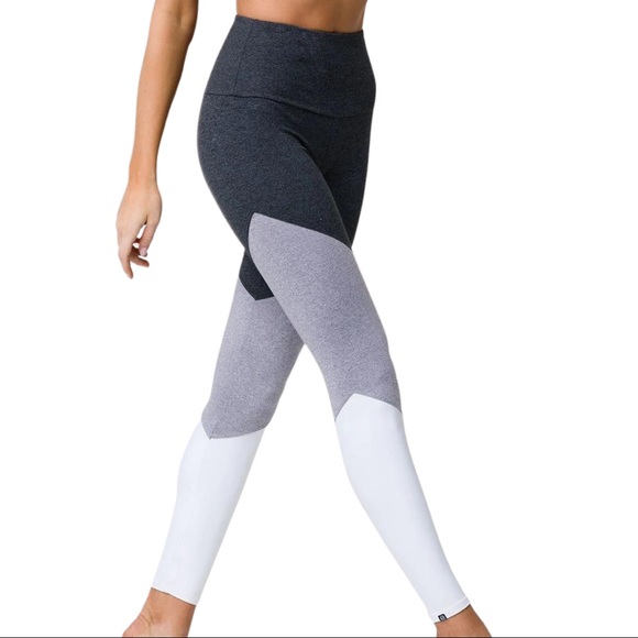 Onzie High Rise Track Leggings Slate Combo Grey Ombré Colorblock Tights S/M NWT - Picture 16 of 16